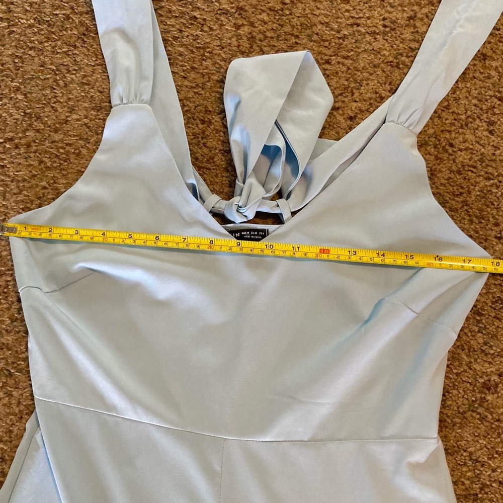 **SOLD** Light Blue Wide Leg Jumpsuit Size M Romper Sleeveless Back Tie - Picture 5 of 7